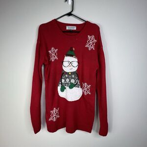 Tiara International Womens Ugly Christmas Sweater Size M Jingle Bell Snowman